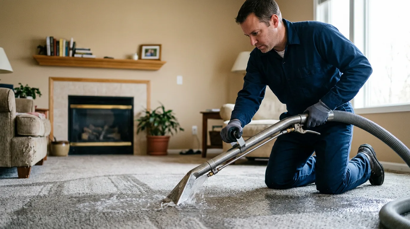 Water damage restoration technician working near Wellsville, UT